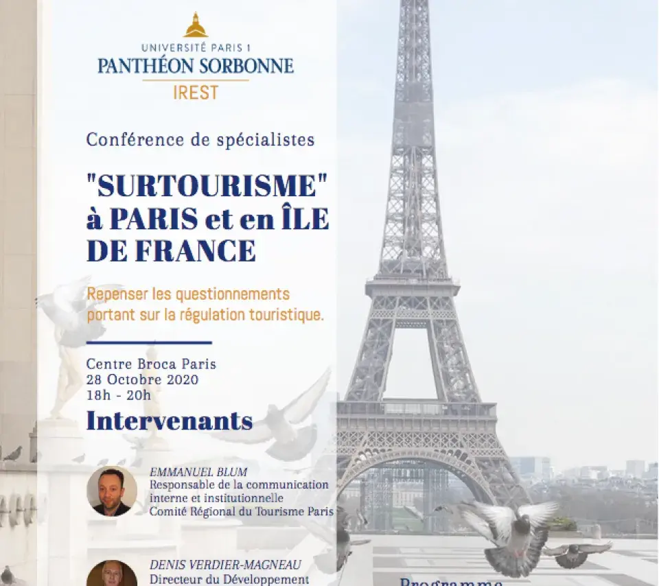 Affiche de la conférence Le “surtourisme” à Paris et en Île-de-France : repenser les questionnements portant sur la régulation touristique